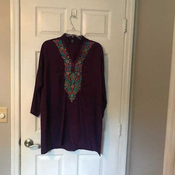 VL Collection Enterprises Pakistan Purple Embroidered Blouse - Picture 1 of 9